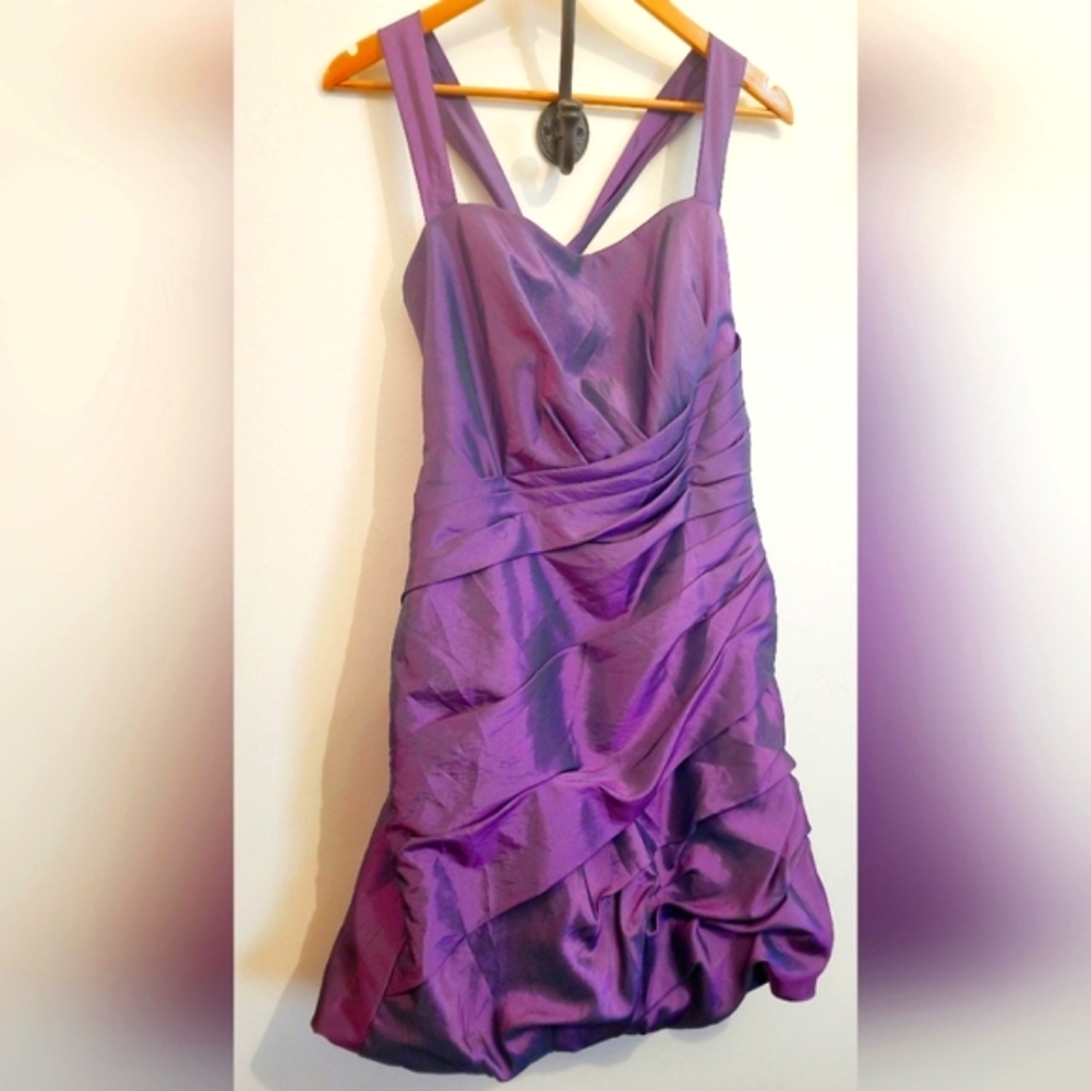 Iridescent Purple Crossback Taffeta Dress - Impression - Size 14